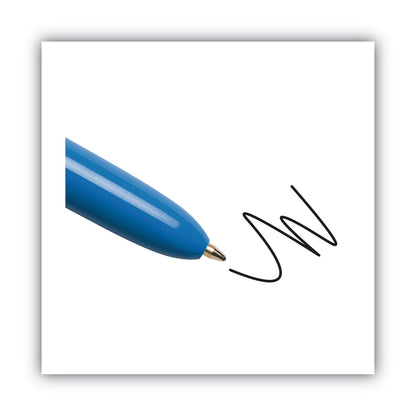 BIC 4-Color Multi-Function Ballpoint Pen, Retractable, Medium 1 mm, Black/Blue/Green/Red Ink, Blue Barrel