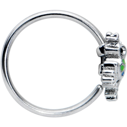 20G 5/16 Black Gem Polka Dot Blue Green Frog Nose Hoop