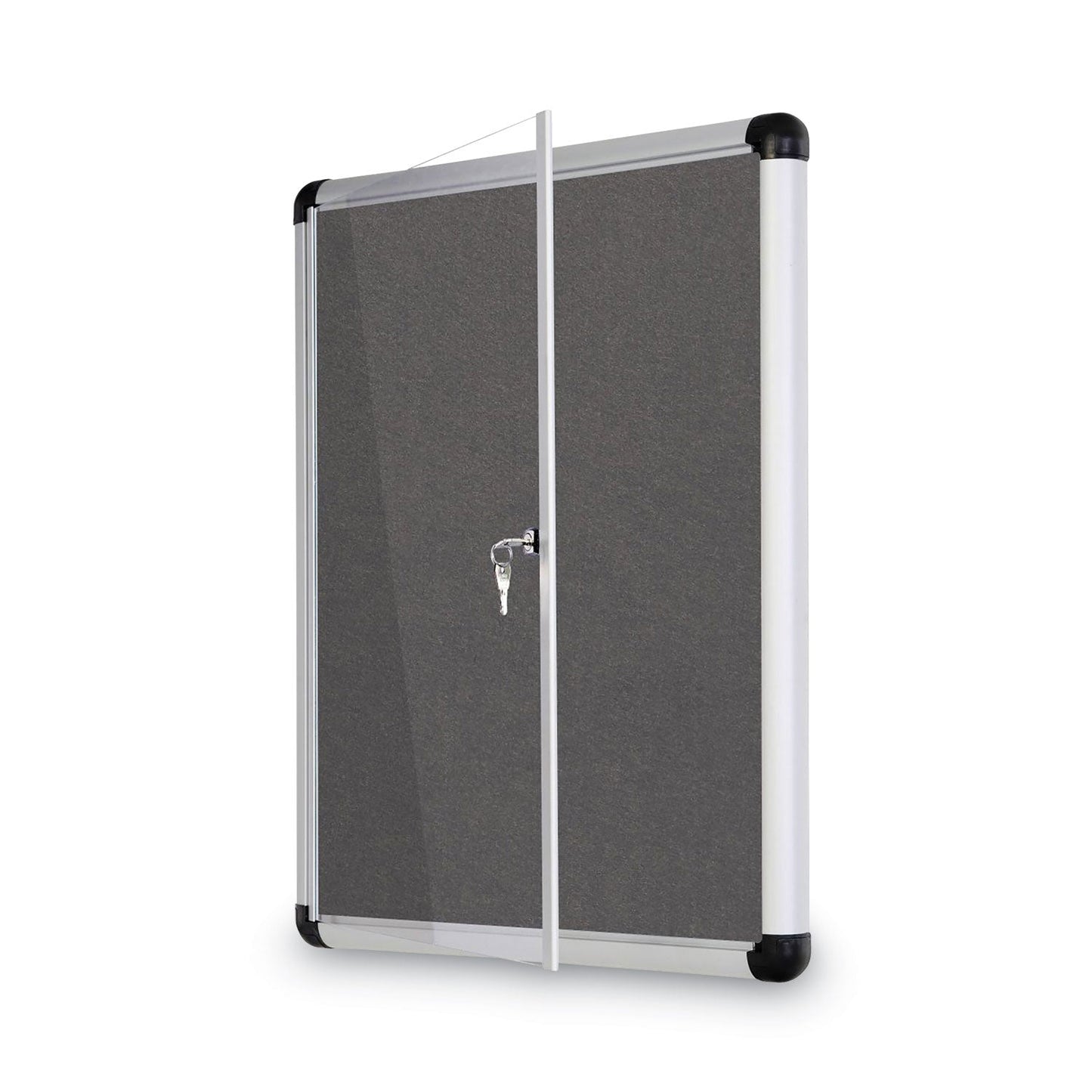 MasterVision Slim-Line Enclosed Fabric Bulletin Board, 28 x 38, Aluminum Case