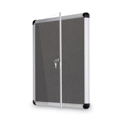 MasterVision Slim-Line Enclosed Fabric Bulletin Board, 28 x 38, Aluminum Case