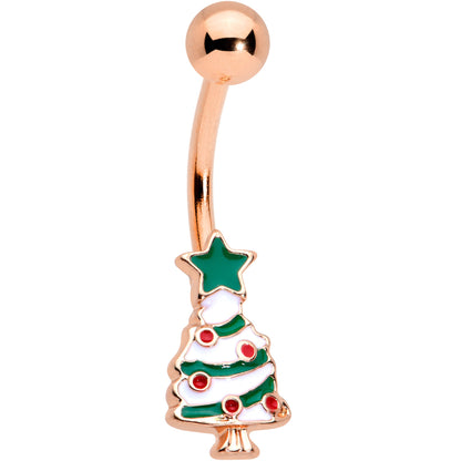 Red Gem Rose Gold Tone Snowman Christmas Spiral Belly Ring Set of 3