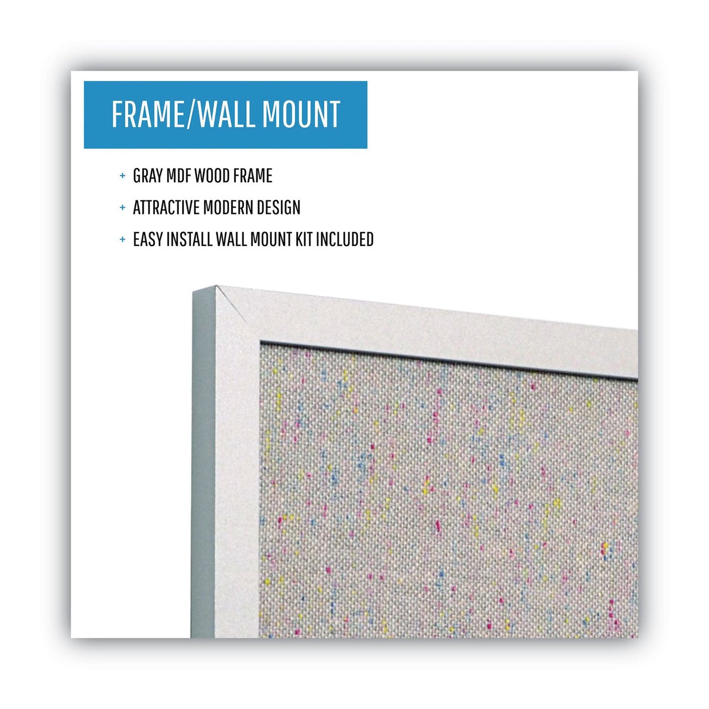 MasterVision Designer Fabric Bulletin Board, 24X18, Gray Fabric/Gray Frame
