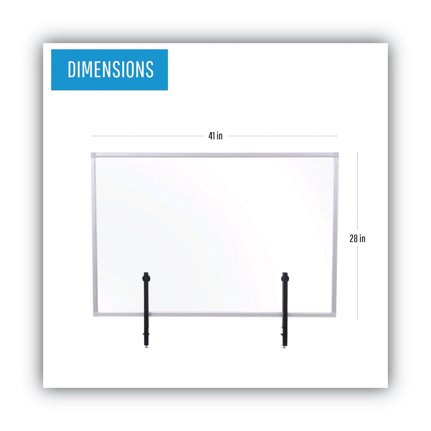 MasterVision Protector Series Glass Aluminum Desktop Divider, 40.9 x 0.16 x 27.6, Clear