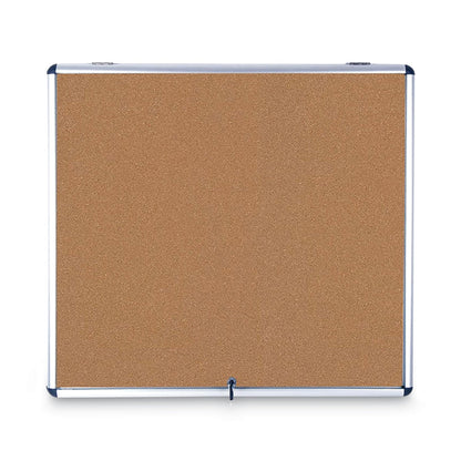 MasterVision Slim-Line Enclosed Cork Bulletin Board, 47 x 38, Aluminum Case