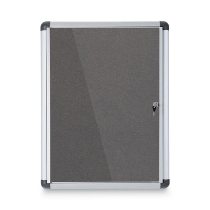 MasterVision Slim-Line Enclosed Fabric Bulletin Board, 28 x 38, Aluminum Case