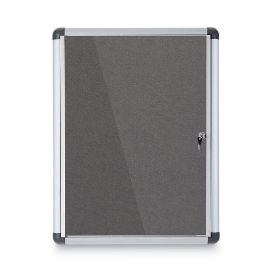 MasterVision Slim-Line Enclosed Fabric Bulletin Board, 28 x 38, Aluminum Case