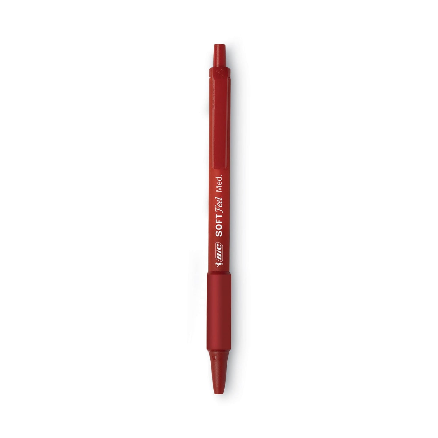 BIC Soft Feel Ballpoint Pen, Retractable, Medium 1 mm, Red Ink, Red Barrel, Dozen