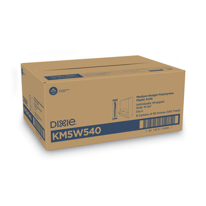 Dixie Grab’N Go Wrapped Cutlery, Knives, Black, 90/Box, 6 Box/Carton