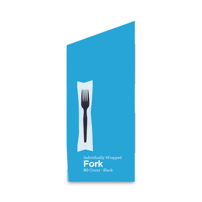Dixie Grab’N Go Wrapped Cutlery, Forks, Black, 90/Box