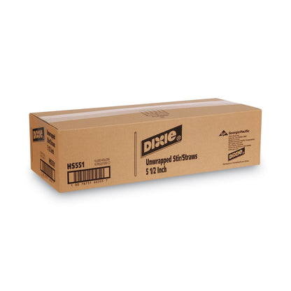 Dixie Unwrapped Hollow Stir-Straws, 5.5", Plastic, White/Red, 1,000/Box, 10 Boxes/Carton
