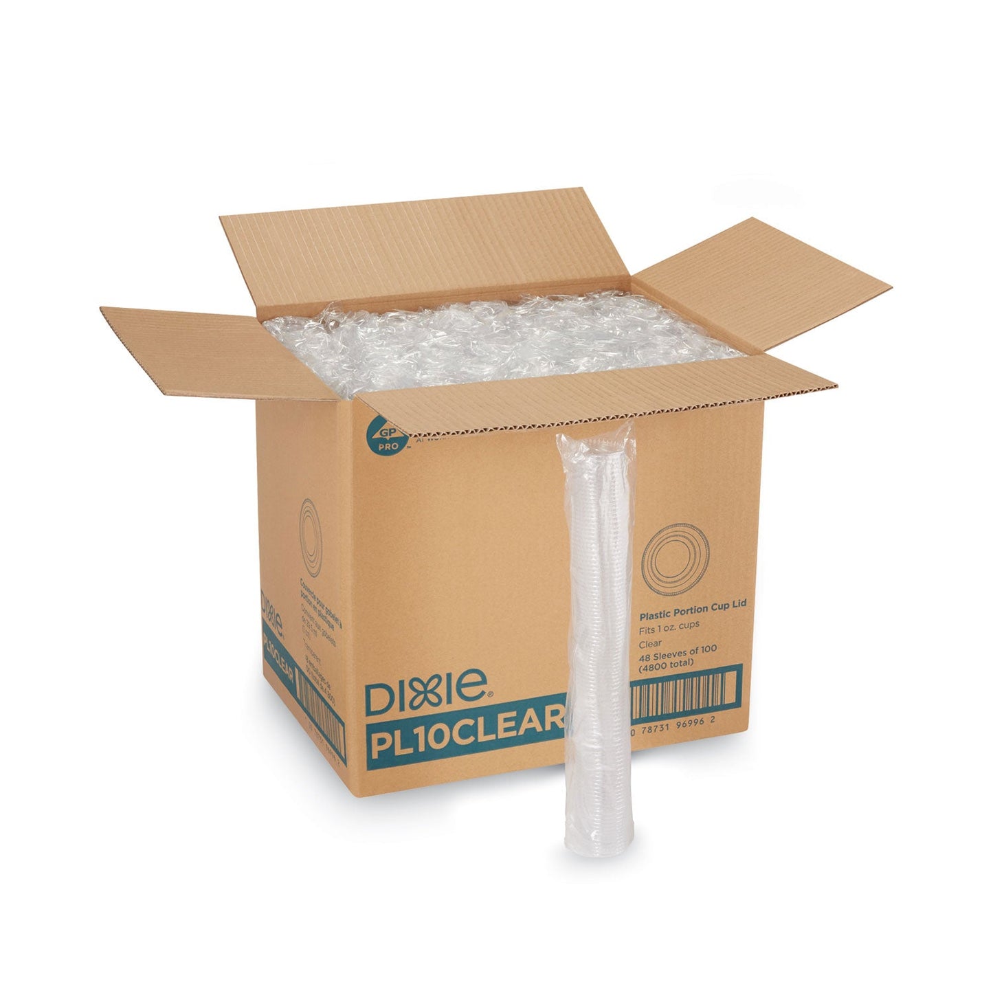 Dixie Plastic Portion Cup Lid, Fits 1 oz Portion Cups, Clear, 4,800/Carton