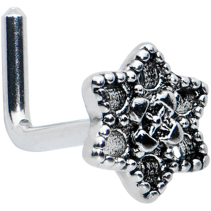 20G 1/4 Hexagram Center Flower L Shape Nose Ring