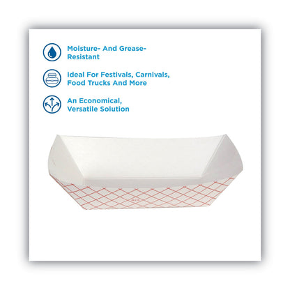 Dixie Kant Leek Polycoated Paper Food Tray, 1 lb Capacity, 6.25 x 4.7 x 1.6, Red Plaid, 1,000/Carton