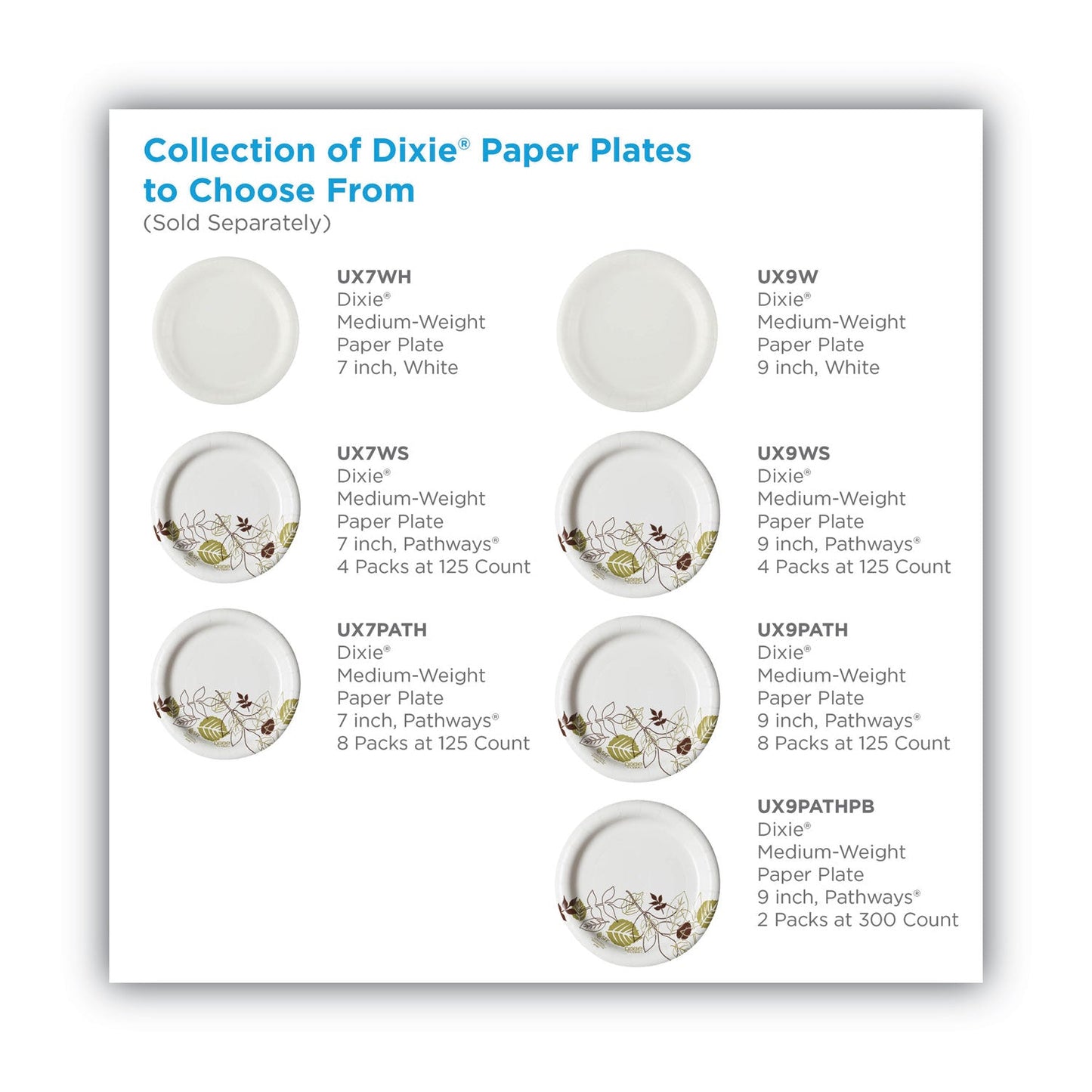 Dixie Pathways Soak-Proof Shield Mediumweight Paper Plates, WiseSize, 8.5" dia, Green/Burgundy, 125/Pack, 4 Packs/Carton