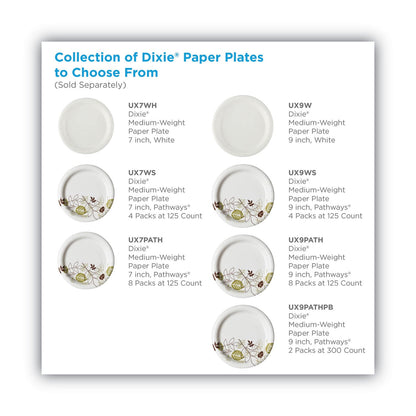 Dixie Pathways Soak-Proof Shield Mediumweight Paper Plates, WiseSize, 8.5" dia, Green/Burgundy, 125/Pack, 4 Packs/Carton