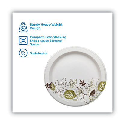 Dixie Pathways Soak Proof Shield Heavyweight Paper Plates, 10.13" dia, Green/Burgundy, 125/Pack