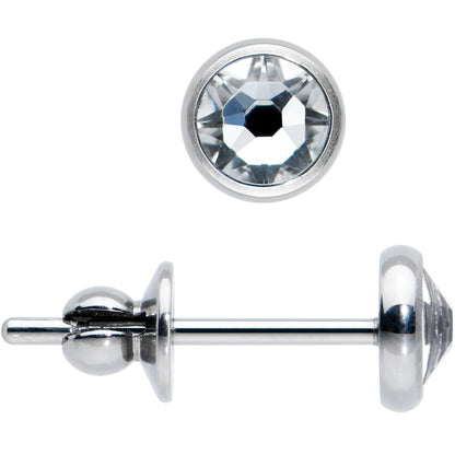 4mm Clear Crystal Implant Grade Titanium Stud Earrings