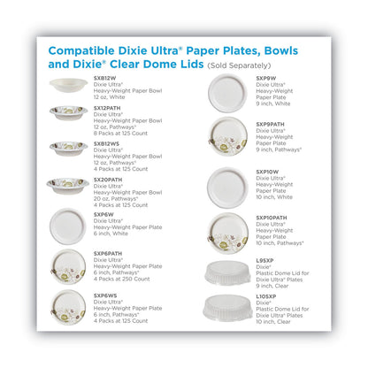Dixie Pathways Soak Proof Shield Heavyweight Paper Plates, 10.13" dia, Green/Burgundy, 125/Pack