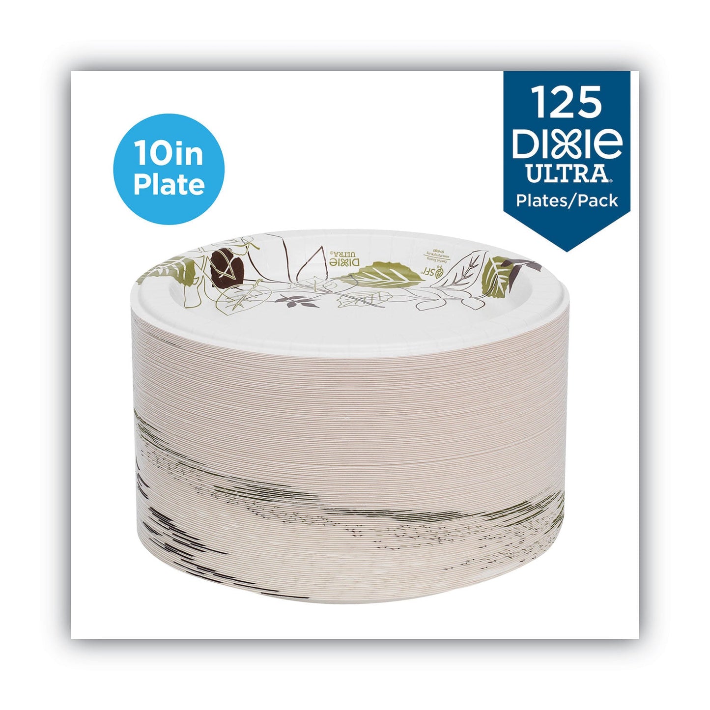 Dixie Pathways Soak Proof Shield Heavyweight Paper Plates, 10.13" dia, Green/Burgundy, 125/Pack