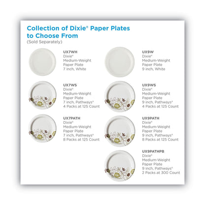 Dixie Pathways Soak-Proof Shield Mediumweight Paper Plates, WiseSize, 8.5" dia, Green/Burgundy, 125/Pack