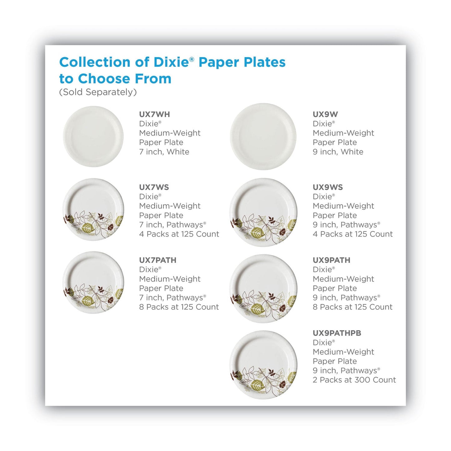 Dixie Pathways Soak-Proof Shield Mediumweight Paper Plates, 8.5" dia, Green/Burgundy, 1,000/Carton