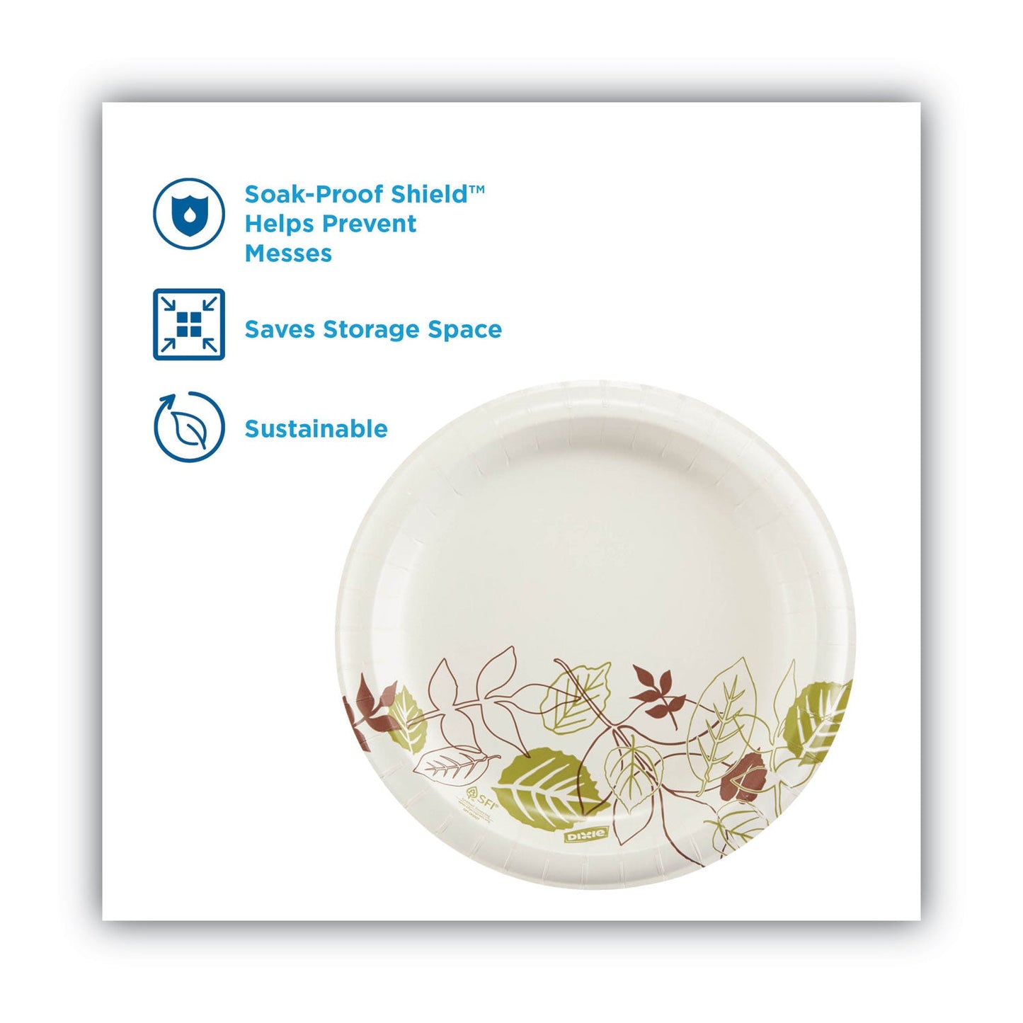 Dixie Pathways Soak-Proof Shield Mediumweight Paper Plates, 8.5" dia, Green/Burgundy, 125/Pack