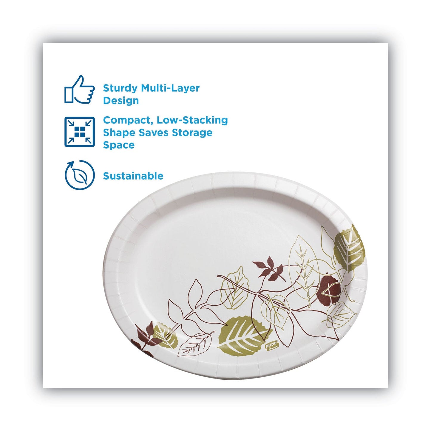 Dixie Pathways Heavyweight Oval Platters, 8.5 x 11, Green/Burgundy, 125/Pack