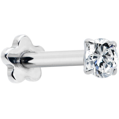 16G 5/16 Clear CZ G23 Titanium Threadless Flower Labret Tragus