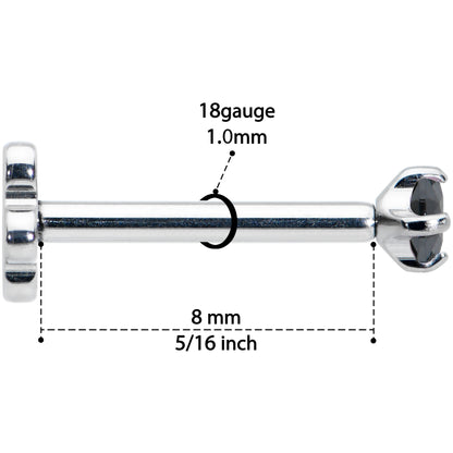 18G 5/16 Black CZ G23 Titanium Threadless Flower Labret Tragus