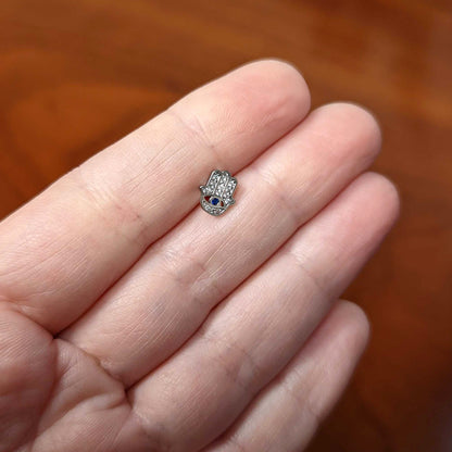 16G 5/16 Clear Blue Gem Eye Hamsa Hand Labret Monroe Tragus