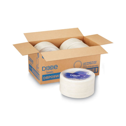 Dixie Paper Dinnerware, Plates, White, 8.5" dia, 125/Pack, 4/Carton