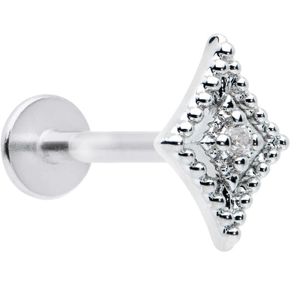 16G 5/16 Clear Gem Deco Textured Rhombus Labret Monroe Tragus