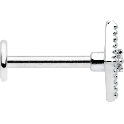 16G 5/16 Clear Gem Deco Textured Rhombus Labret Monroe Tragus