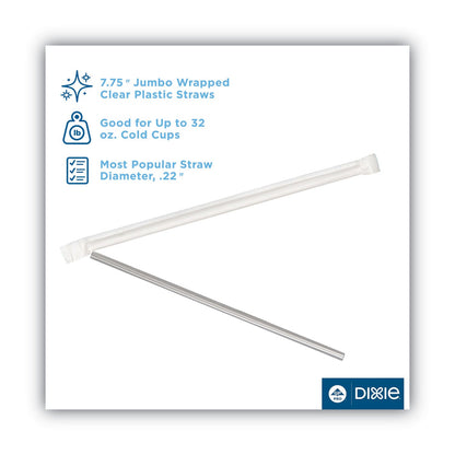 Dixie Jumbo Straws, 7.75", Plastic, Translucent, 500/Box, 4 Boxes/Carton
