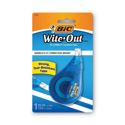 BIC Wite-Out EZ Correct Correction Tape, Non-Refillable, Blue Applicator, 0.17" x 472"