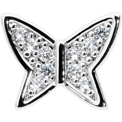 16G 5/16 Clear CZ Gem Butterfly Internally Threaded Labret Tragus