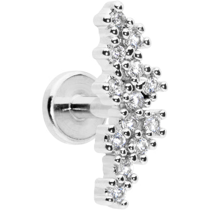 16G 1/4 Clear CZ Gem Texture Arc Internal Thread Labret Tragus