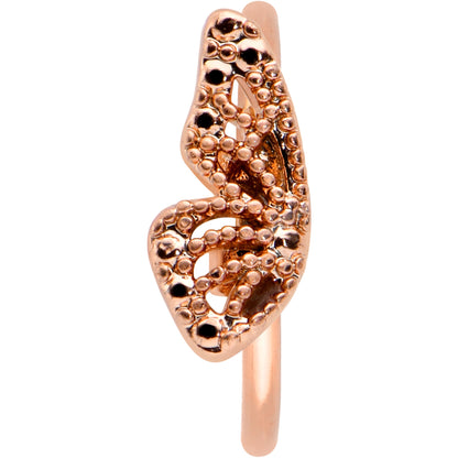 20G 5/16 Rose Gold Tone Textured Butterfly Wing Nose Hoop