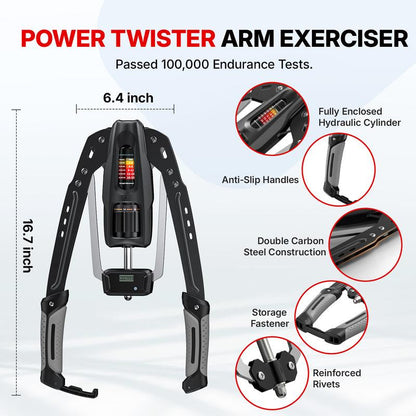Merach Hydraulic Arm Trainer with Counter, 22-440Lbs Adjustable Chest Expander for Home Gym, Arm & Shoulder Strength Training Equipment