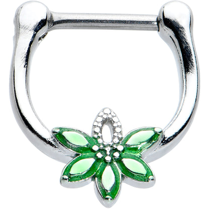 16G 5/16 Green Gem Textured Pot Leaf Cartilage Clicker