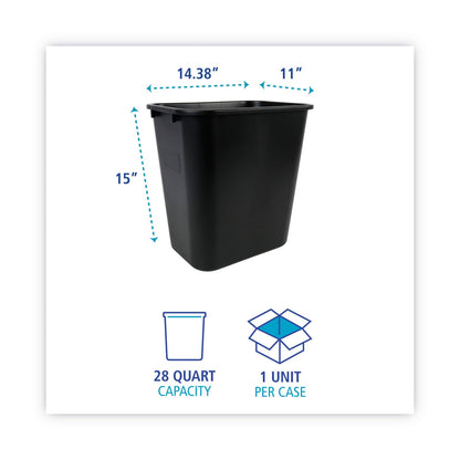 Boardwalk Soft-Sided Wastebasket, 28 qt, Black