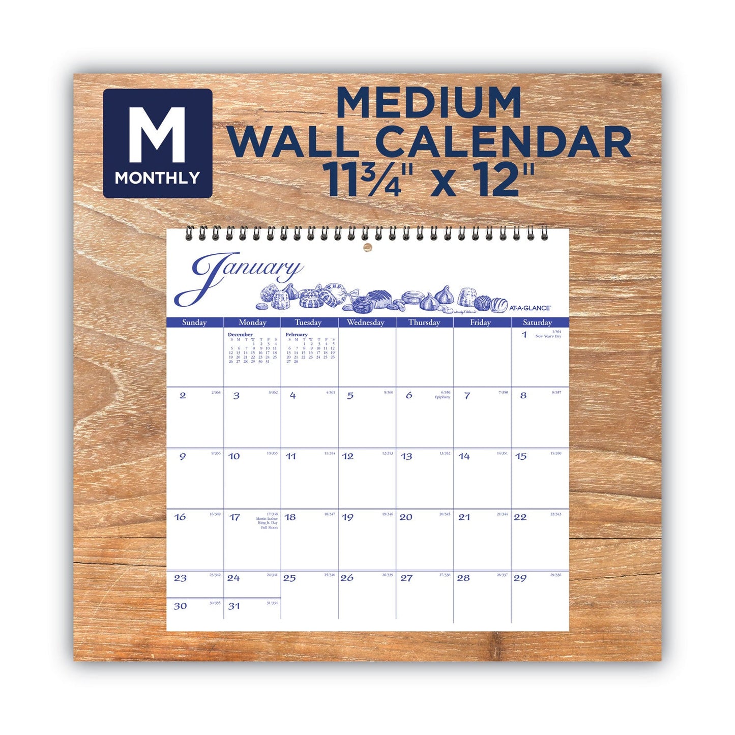 AT-A-GLANCE Illustrator’s Edition Wall Calendar, Victorian Illustrations Artwork, 12 x 12, White/Blue Sheets, 12-Month (Jan-Dec): 2023