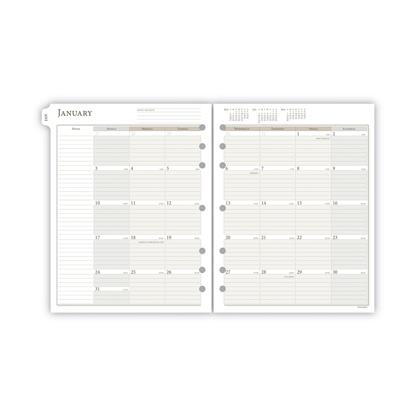 AT-A-GLANCE 2-Page-Per-Week Planner Refills, 8.5 x 5.5, White Sheets, 12-Month (Jan to Dec): 2023