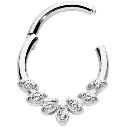 16G 5/16 Clear CZ Gem Seven Leaf Hinged Segment Ring