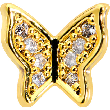 16G 5/16 Clear Gem Gold Tone Butterfly Internally Threaded Labret