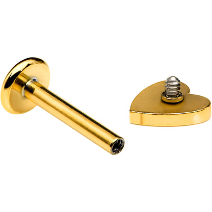 16G 5/16 Gold Tone Simple Heart Internally Threaded Labret Tragus