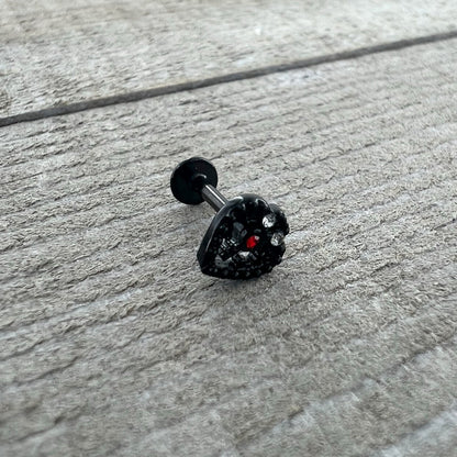 16G 5/16 Red Gem Black Steampunk Skull Labret Monroe Tragus