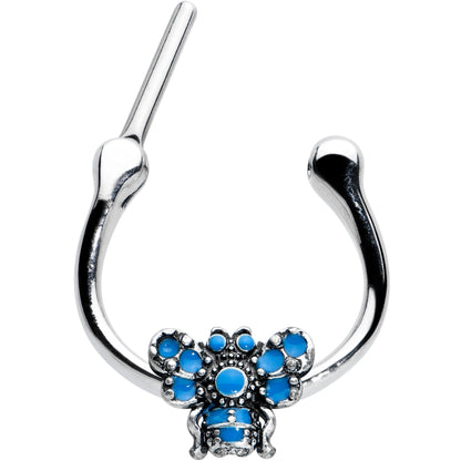 16G 5/16 Textured Blue Butterfly Cartilage Clicker