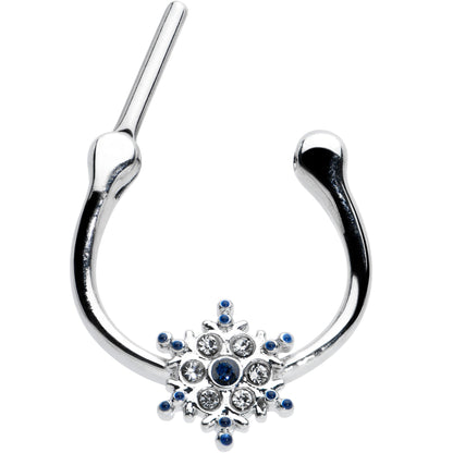 16G 5/16 Blue Gem Festive Snowflake Christmas Cartilage Clicker