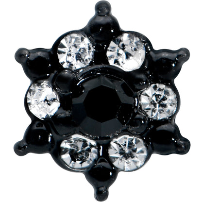 20G 1/4 Clear CZ Gem Black Abstract Sun Nose Bone